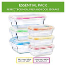 Glass Food Storage Containers with Lids - 6 Pack, 2 Sizes (35 Oz, 12 Oz) - Meal Prep Lunch Boxes - Microwave, Fridge, Freezer, Dishwasher, Oven Safe - BPA-free - Easy Snap, Airtight and Leakproof Lid by 5 STARS UNITED