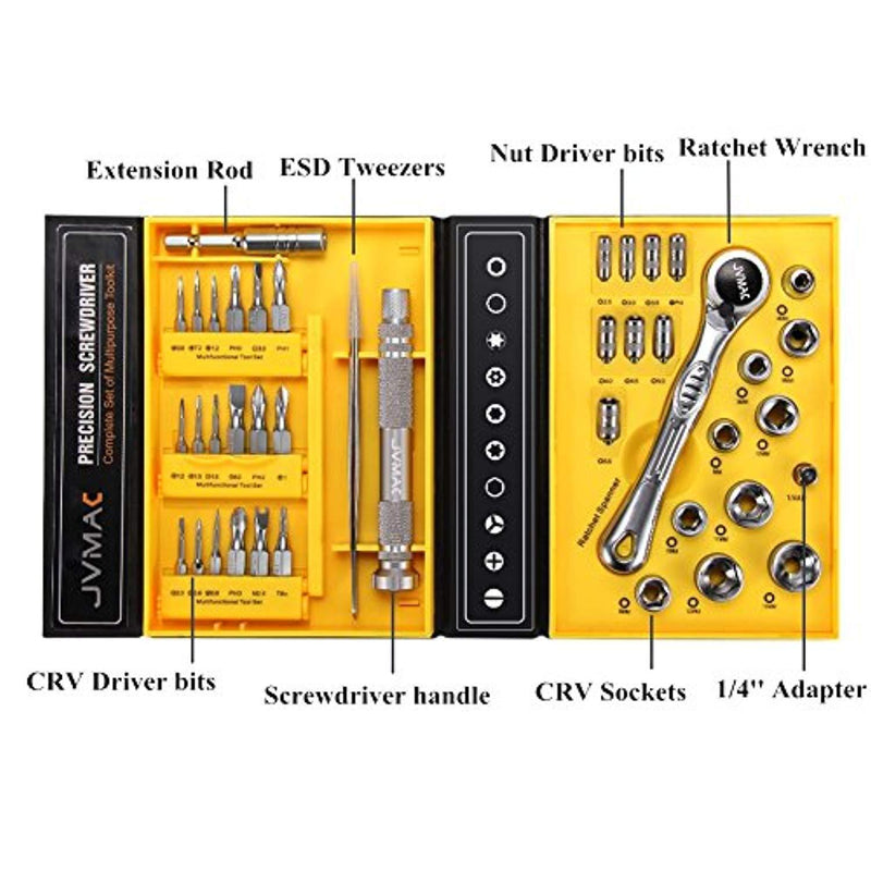 Wrench Screwdriver Set, JVMAC Ratchet Tool Set Metric Socket Sets with Micro ScrewDriver Bits for iPad, iPhone, PC, Watch, Samsung and Other Smartphone Tablet Computer Electronic Devices (41 IN 1)