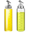 Kingrol 2 Pack Oil Cruet Glasses, 17 oz Olive Oil and Vinegar Dispenser with Degree Scale - No Drip Glass Bottles for Oil