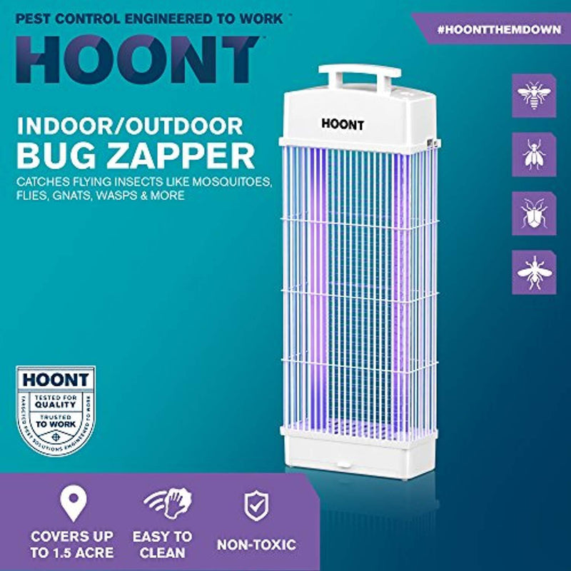 Hoont Powerful Electric Indoor Outdoor Bug Zapper and Fly Zapper Catcher Killer Trap – Protects Up to 1.5 Acre / Bug and Fly Killer, Insect Killer, Mosquito Killer – For Residential and Commercial Use