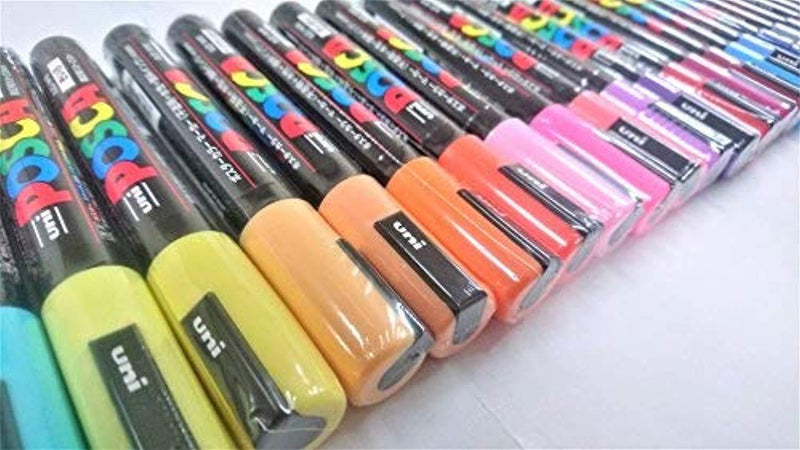 Uni Posca Paint Marker Pen, Medium Point(PC5M), 29 Colors Set with Original Vinyl Pen Case