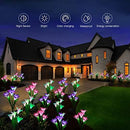 ATHLERIA Outdoor Solar Lights, 4 Pack Solar Garden Lights with 16 Bigger Lily Flowers, Waterproof 7 Color Changing Outdoor Lights - Bigger Solar Panel for Garden Patio Yard Pathway Decoration