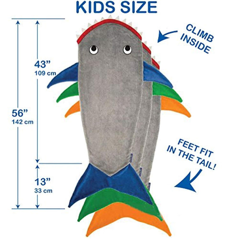 Blankie Tails Shark Blanket, Gray and Deep Blue