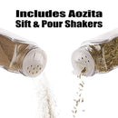 Aozita 24-piece Glass Spice Jars/Bottles [4oz] with Shaker Lids and Metal Caps - 612 Spice Labels and Silicone Collapsible Funnel Included