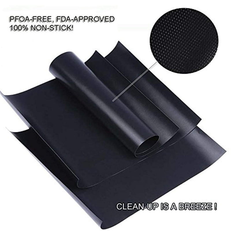 RENOOK BBQ Grill Mat Set of 2-Heavy Duty, 100% Non-Stick Mats Reusable, and Easy to Clean Barbecue Grilling Accessories-14.5x11.5-Inch,Black