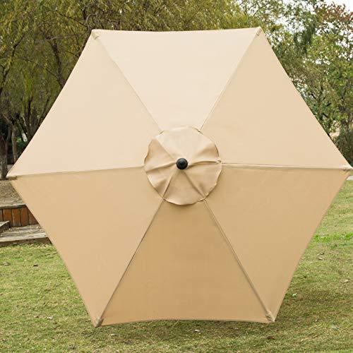 Sunnyglade 7.5' Patio Umbrella Outdoor Table Market Umbrella with Push Button Tilt/Crank, 6 Ribs (Tan)