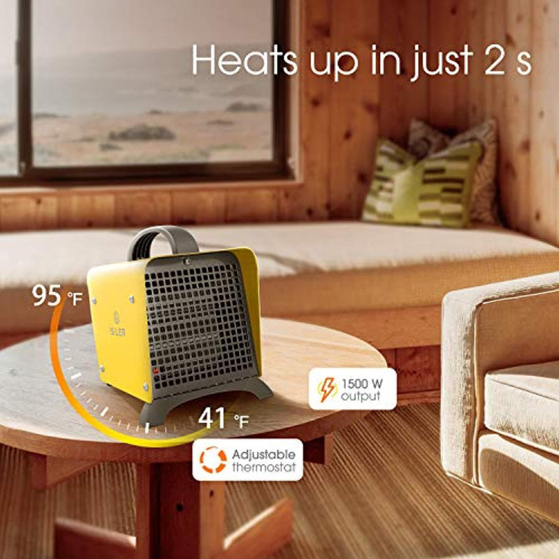 Space Heater, iSiLER 1500W Portable Indoor Heater, Ceramic Space Heater with Adjustable Thermostat & Overheat Protection, Hot Cool Fan Electric Heater for Home Office Garage with ETL Certified