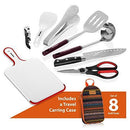 Wealers Camp Kitchen Utensil Organizer Travel Set Portable BBQ Camping Cookware Utensils Travel Kit Water Resistant Case|Cutting Board|Rice Paddle|Tongs|Scissors|Knife and Bottle Opener