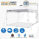 EAGLE PEAK 10’ x 10' Pop Up Canopy Tent Instant Outdoor Canopy Straight Leg Shelter with 100 Square Feet of Shade (White)