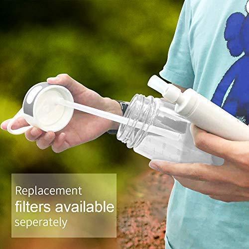 Water Bottle with Filter BOTTLED JOY 25oz BPA Free with Replaceable 2-Stage Water Filter Straw Hollow Fiber Membrane Reusable for Hiking Camping Backpacking Hunting Fishing Emergency Survival