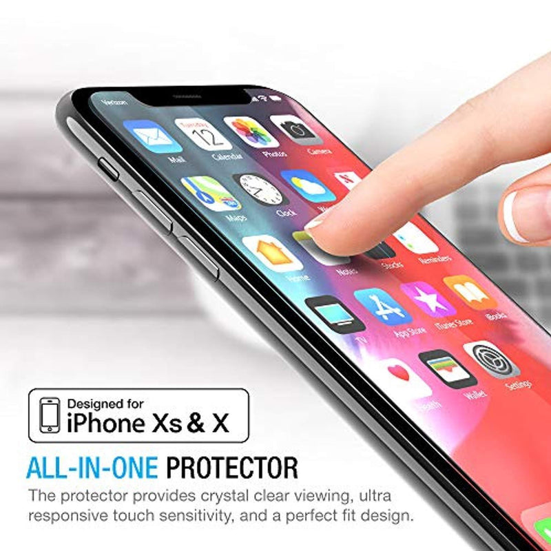 Maxboost Screen Protector for Apple iPhone XS & iPhone X (Clear, 3 Packs) 0.25mm iPhone XS/X Tempered Glass Screen Protector with Advanced Clarity [3D Touch] Work with Most Case 99% Touch Accurate