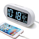 DreamSky Auto Time Set Alarm Clock with Snooze and Dimmer, Charging Station/Phone Charger with Dual USB Port .Auto DST Setting, 4 Time Zone Optional, Battery Backup.