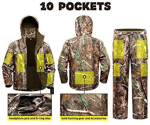 NEW VIEW Hunting Jacket Waterproof Hunting Camouflage Hoodie for Men,Hunting Suit