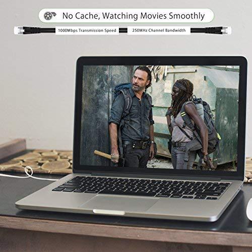 Lovicool Cat 6 Ethernet Patch Cable 100 ft Black, 4-Pair UTP Flat Networking Patch LAN Cable Ethernet Cords Network Wire Speed up to 250MHz with RJ45 Connectors 30m
