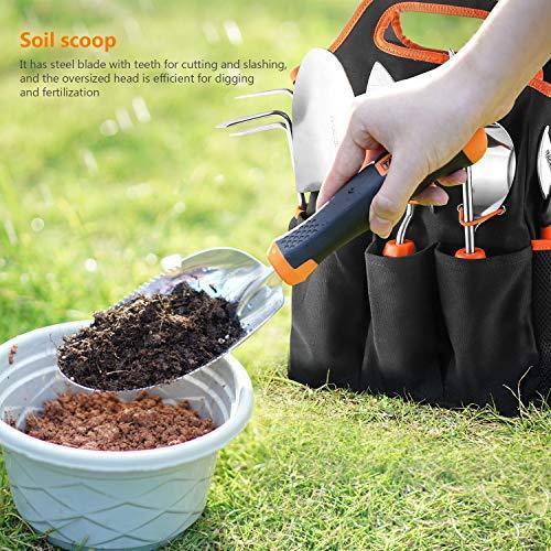 Garden Tool Set, 3 Piece Stainless Steel Heavy Duty Gardening kit with Soft Rubberized Non-Slip Handle - Bypass Pruning Shears, Transplant Trowel and Soil Scoop - Garden Gifts for Men & Women GGT3A