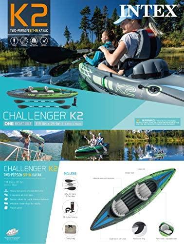 Intex Challenger K1 Kayak, 1-Person Inflatable Kayak Set with Aluminum Oars and High Output Air Pump