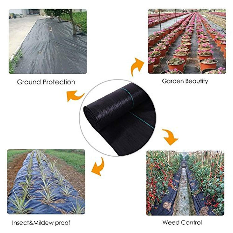 OriginA 2.3Oz Premium Weed Control Fabric Ground Cover Weed Barrier Eco-Friendly for Vegetable Garden Landscape,Non woven Fabric,3x25ft,Black
