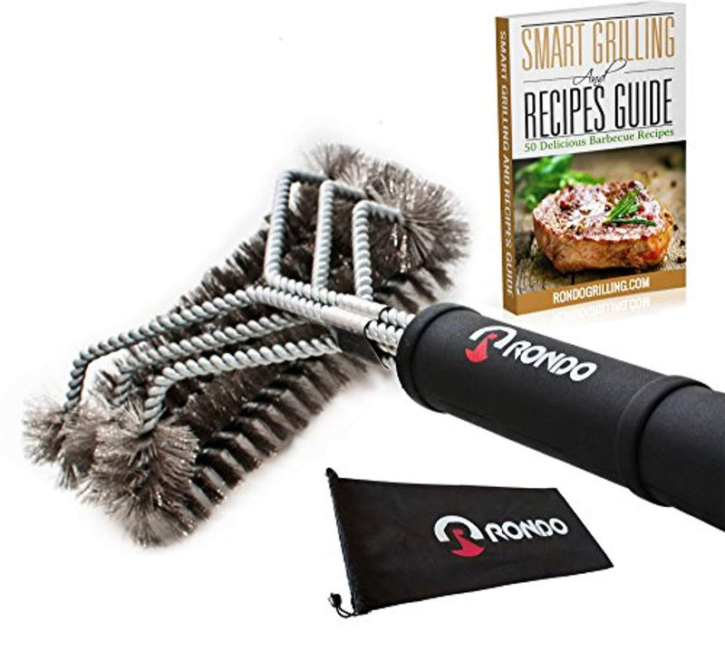 RONDO Grill Brush, 3 BBQ Brushes in 1, Wire Stainless Steel Barbecue Grill Cleaning Brush