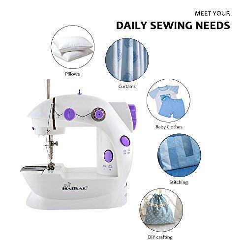 HAITRAL Mini Portable Sewing Machine with Light and Foot Pedal Adjustable Speed