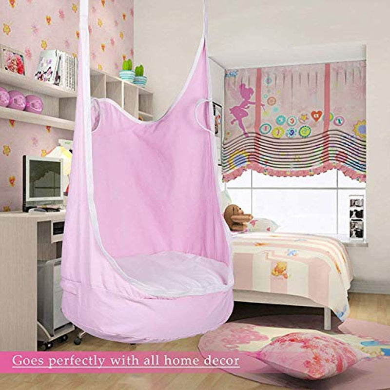 CO-Z Kids Pod Swing Child Hanging Chair Indoor Kid Hammock Seat Pod Nook (Upgraded Two Straps, Pink)