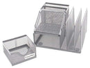 EasyPAG Mesh Collection Desk Organizer 3 Letter Sorter with Drawer,6.5 x 5.5 x 4.25 inch,Silver