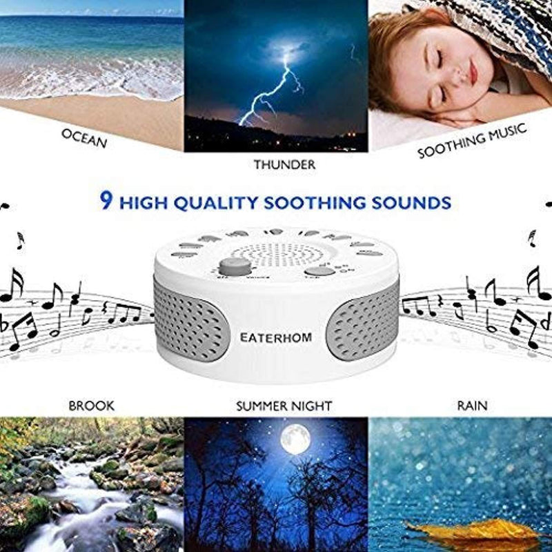 White Noise Machine,Sound Therapy Machine with Featured 9 Scientific Soothing Natural Sounds for Baby and Sleep,Office,Relaxation,3 Timer Options and Green NightLight (4.92.16)