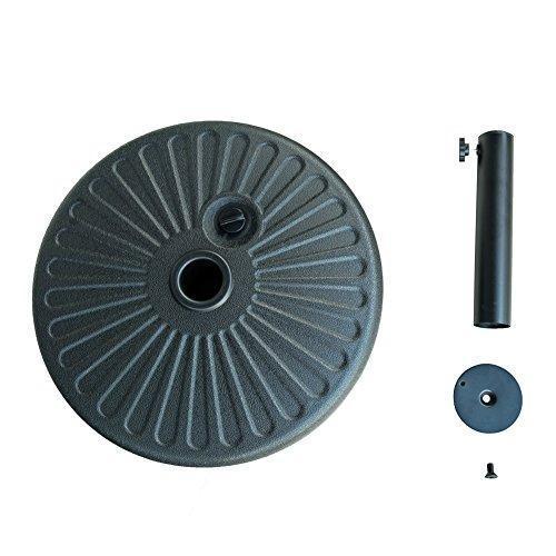 FLAME&SHADE Patio Umbrella Stand Outdoor Parasol Base Weight Plastic Sand Water Filled Round 80lb Black