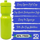 50 Strong Sports Squeeze Water Bottles - Set of 6 - Team Pack – 22 oz. BPA Free Bottle Easy Open Push/Pull Cap – Made in USA - Multiple Colors Available