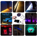 Battery Powered LED Strip Lights, Leimaq Led strip lights Battery Operated USB Powered TV Backlight Led Light Strip With RF Remote Waterproof Led Tape Light Multi Color Changing RGB SMD 5050 Rope Ligh