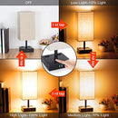 Touch Control Dimmable Table Lamp-Bedside Desk Lamp-Modern Nightstand Lamp for Bedroom Living Room Office with Two USB Charging Ports, Two AC Outlets,Dimmable Vintage 60W Equivalent LED Bulb Included
