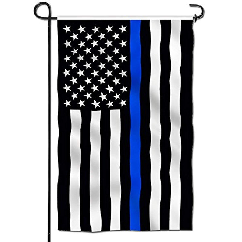 Anley [Double Sided Premium Garden Flag, Thin Blue Line USA Decorative Garden Flags - Weather Resistant & Double Stitched - 18 x 12.5 Inch