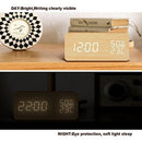 BlaCOG Alarm Clock Digital Desk Wooden Alarm Clock Upgraded with Time Temperature, Adjustable Brightness, 3 Set of Alarm and Voice Control - Bamboo