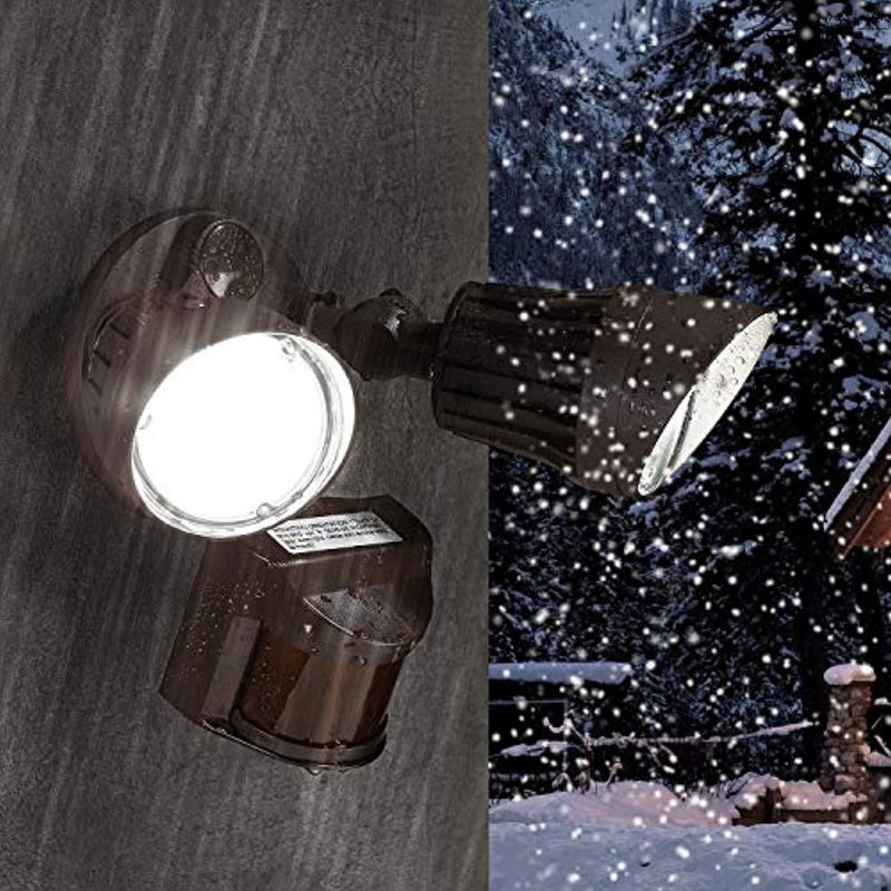 LEONLITE 2 Head LED Outdoor Security Floodlight Motion Sensor, Newly Designed 3 Lighting Modes, ETL and DLC Listed, 1800lm, Waterproof IP65 for Porch, Entryway, 5000K Daylight, Bronze