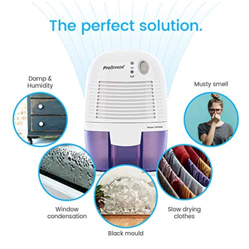 Pro Breeze Electric Mini Dehumidifier, 1200 Cubic Feet (150 sq ft), Compact and Portable for Damp Air, Mold, Moisture in Home, Kitchen, Bedroom, Basement, Caravan, Office, Garage