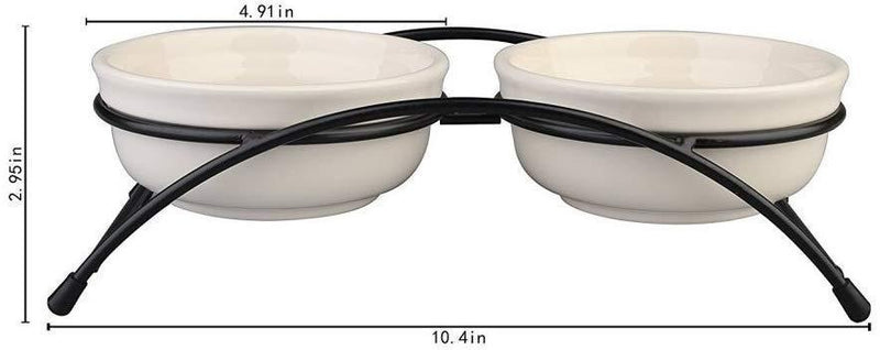 Ymachray Pet Feeder Double Ceramic Bowl for Small Dogs and Cats