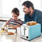 Toaster 2 Slice, CUSINAID Extra Wide Slots Toaster with BAGEL/DEFROST/CANCEL Function, Stainless Steel Two Slice Bread Bagel Toaster, 825W, Retro Blue