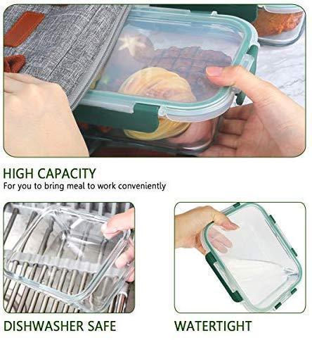 Glass Meal Prep Containers [5-Pack,36oz] - KOMUEE Food Prep Containers with LIFETIME Lids Meal Prep - Glass Food Storage Containers Airtight - Lunch Containers Portion Control Containers - BPA Free