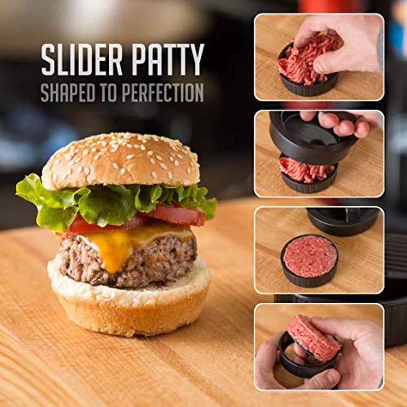 Non Stick Burger Press Patty Maker + 40 Wax Paper Discs, Easy to Use, Dishwasher Safe, Works Best for Stuffed Burgers, Sliders, Regular Beef Burger, Essential Kitchen & Grilling Accessories