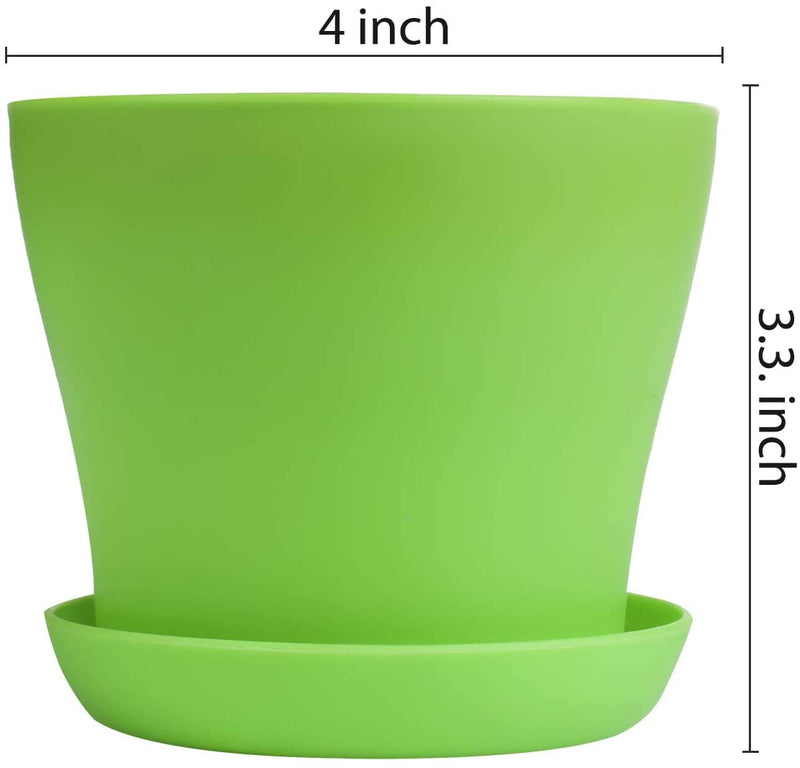 Akarden 8 PCS 4'' Colorful Plastic Plant Flower Seedlings Nursery Pot/Pots, Flower Pot with Pallet, Garden Plant Pot Home Decoration