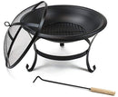 Sorbus Fire Pit Bowl 22", Includes Mesh Cover, Log Grate, Curved Legs, and Poker Tool, Great BBQ Grill for Outdoor Patio, Backyard, Camping, Picnic, Bonfire, etc (Black Fire Pit Bowl 22”)