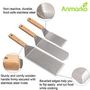Professional Spatula Set - Stainless Steel Pancake Turner and Griddle Scraper 4x8 inch Oversized Hamburger Turner Great for Griddle BBQ Grill and Flat Top Cooking - Commercial Quality