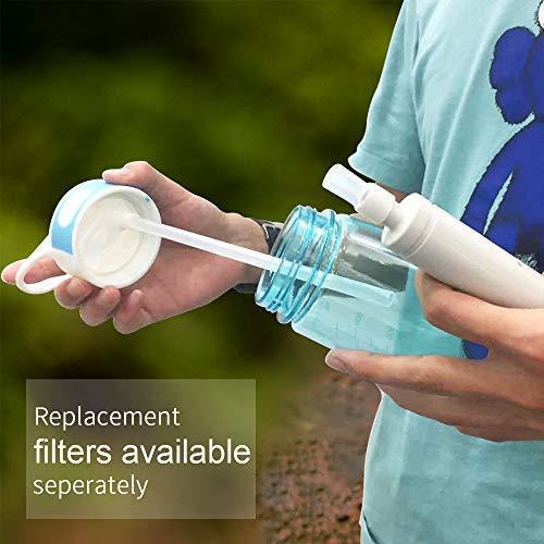 Water Bottle with Filter BOTTLED JOY 25oz BPA Free with Replaceable 2-Stage Water Filter Straw Hollow Fiber Membrane Reusable for Hiking Camping Backpacking Hunting Fishing Emergency Survival