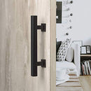 MJC & Company - 12" Square Modern Sliding Barn Door Handle Pull/Flush Combo and Privacy Lock - Indoor/Outdoor Hardware Set - Black Powder Coated Steel for Bedroom, Bathroom, Closet, Shed, or Gate