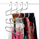Elover Pants Hangers [4 Pack] S-Type Stainless Steel Multi Layers Jeans Hangers, Multi-Purpose Closet Storage Organizer for Pants Jeans Tie Scarf Towel Clothes, Space Saving Storage Rack