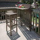 Great Deal Furniture Cassie Outdoor 3 Piece Grey Finish Acacia Wood Balcony Bar Set