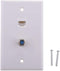 JZLiner Ethernet Coax RJ45 Coaxial F Type Wall plate Jack Socket Outlet Networking Cover Panel