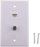 JZLiner Ethernet Coax RJ45 Coaxial F Type Wall plate Jack Socket Outlet Networking Cover Panel