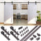 TMS 5 FT Country Antique Dark Coffee Steel Sliding Barn Wood Door Hardware Track Set