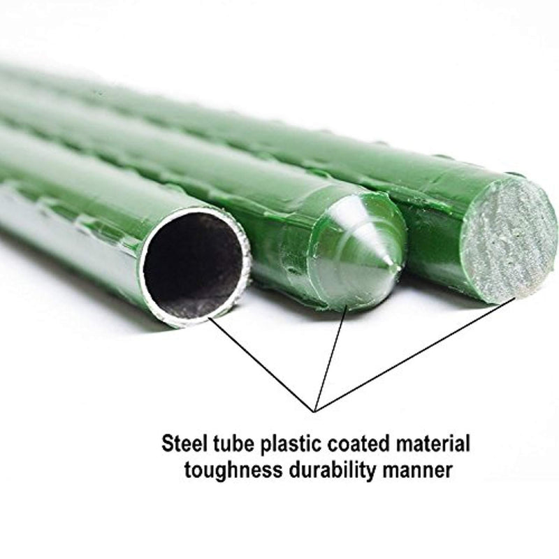 Sturdy Steel Garden Stakes 4-Ft Plastic Coated Plant Stakes, 10Packs for Climbing Plants