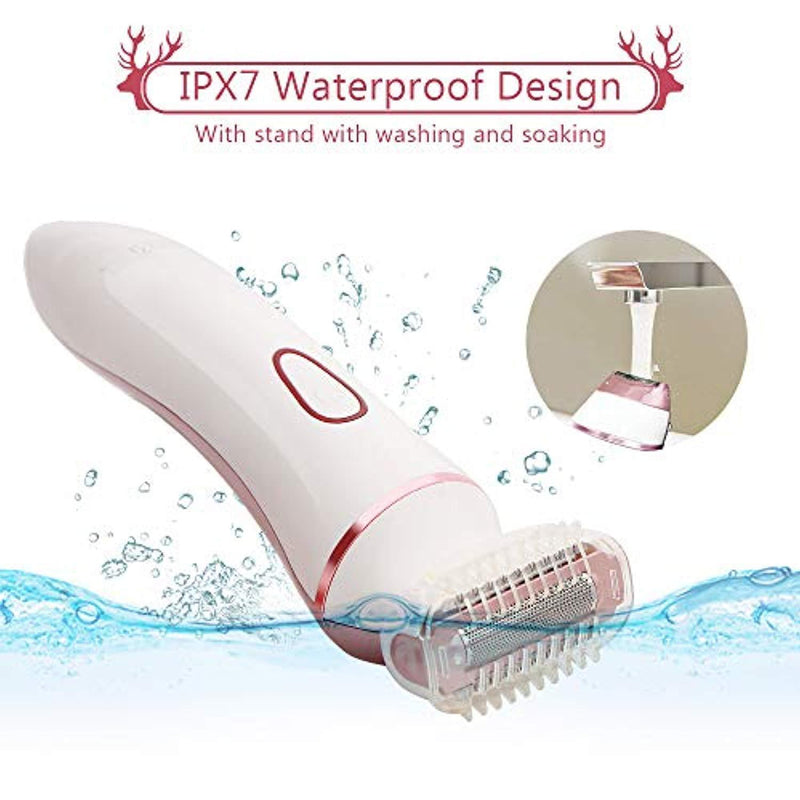 Ladies Electric Shaver, Treezitek 4 in 1 Waterproof Lady Electric Razor with Rechargeable Cordless Bikini Trimmer for Women Body Hair Removal and Facial Cleansing